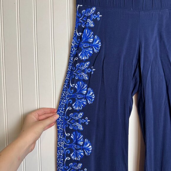 Lilly Pulitzer navy Bal Harbour lightweight pull on pants size small B26 - Picture 3 of 6